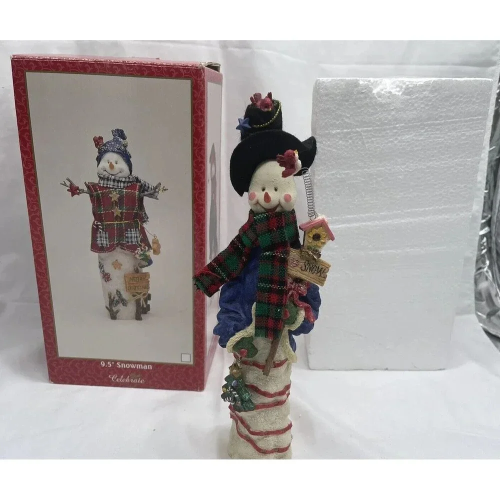 VINTAGE Celebrate The Season Ceramic Snowman  Christmas Holiday Decor
